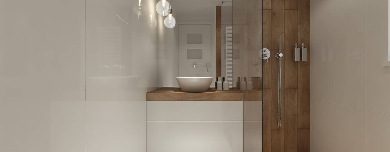 Projekt łazienek. Stratford, Anglia., PRØJEKTYW | Architektura Wnętrz & Design PRØJEKTYW | Architektura Wnętrz & Design Scandinavian style bathroom