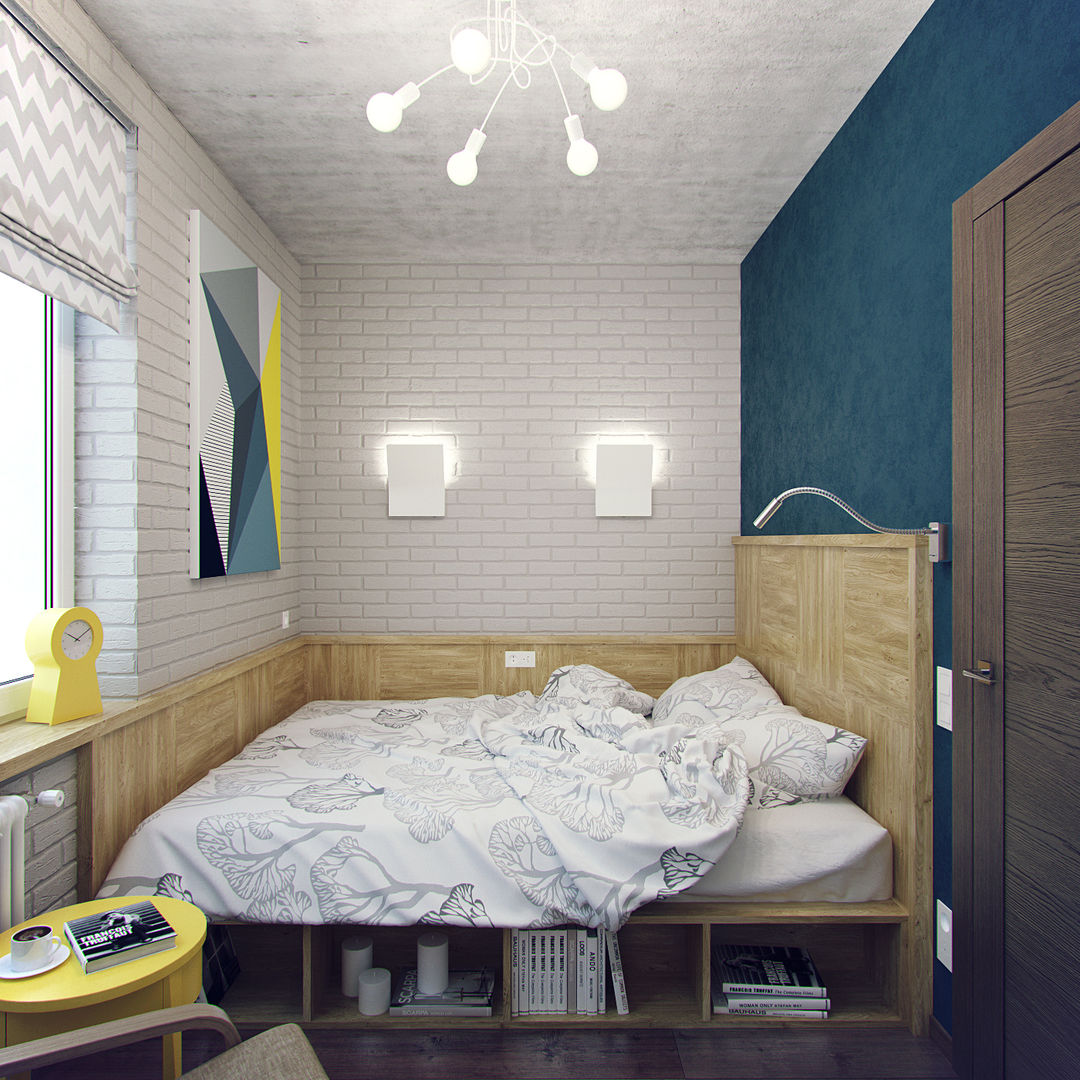 Small apartment for my friend, Студия дизайна Марии Губиной Студия дизайна Марии Губиной Small bedroom