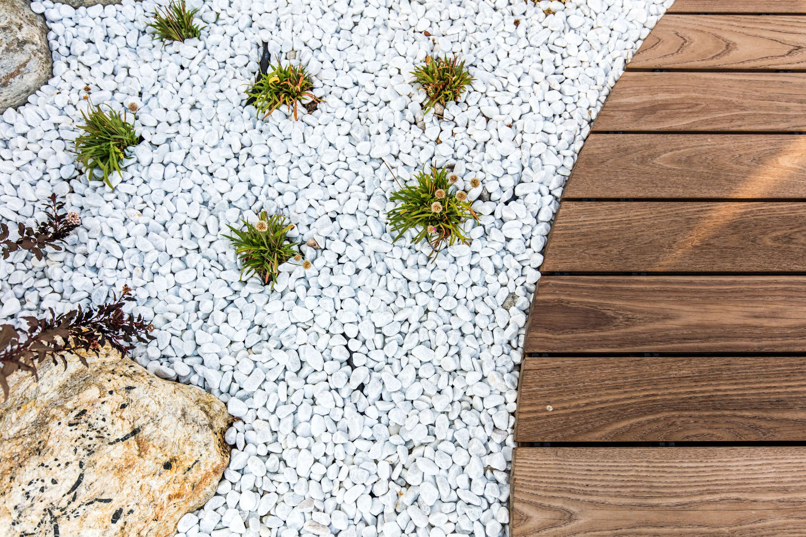 Steingarten cy architecture Modern Terrace Dachterrasse,Terrasse,Holz,Thermoesche,Holzdeck,Steingarten,Meditation,Zen,Kies