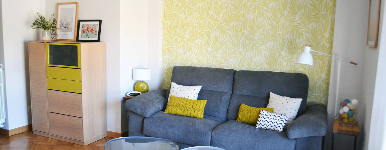 Salón Diseño Interior Bruto Proyecto decoración,Madrid,Materiales,Amueblamiento,Textiles,Papel pintado,Reforma integral,Iluminación,Decoración