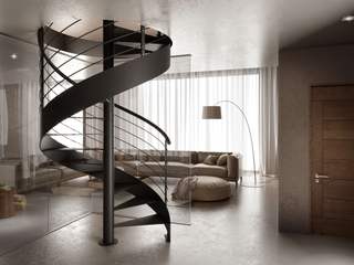 Spindeltreppe die elegante mein Treppenhaus Grohskurth Stairs Stairs, Flooring, Floor, Interior design, Wood flooring, Handrail, Hardwood, Design, Loft, Laminate flooring