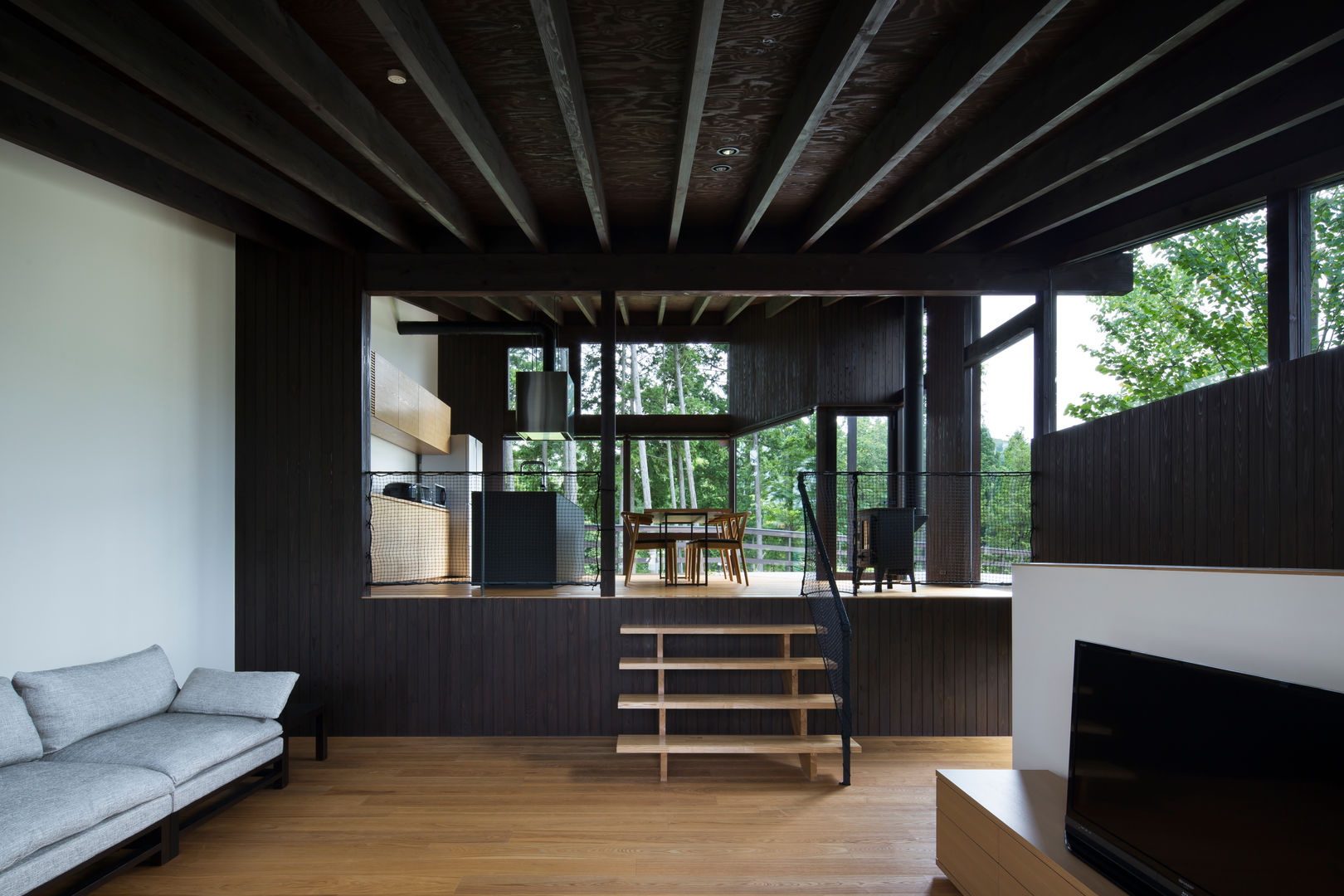 House in Sayo, 設計組織DNA 設計組織DNA Modern Living Room 財産,木,点灯,建物,インテリア・デザイン,シェード,ソファー,木,床,フローリング