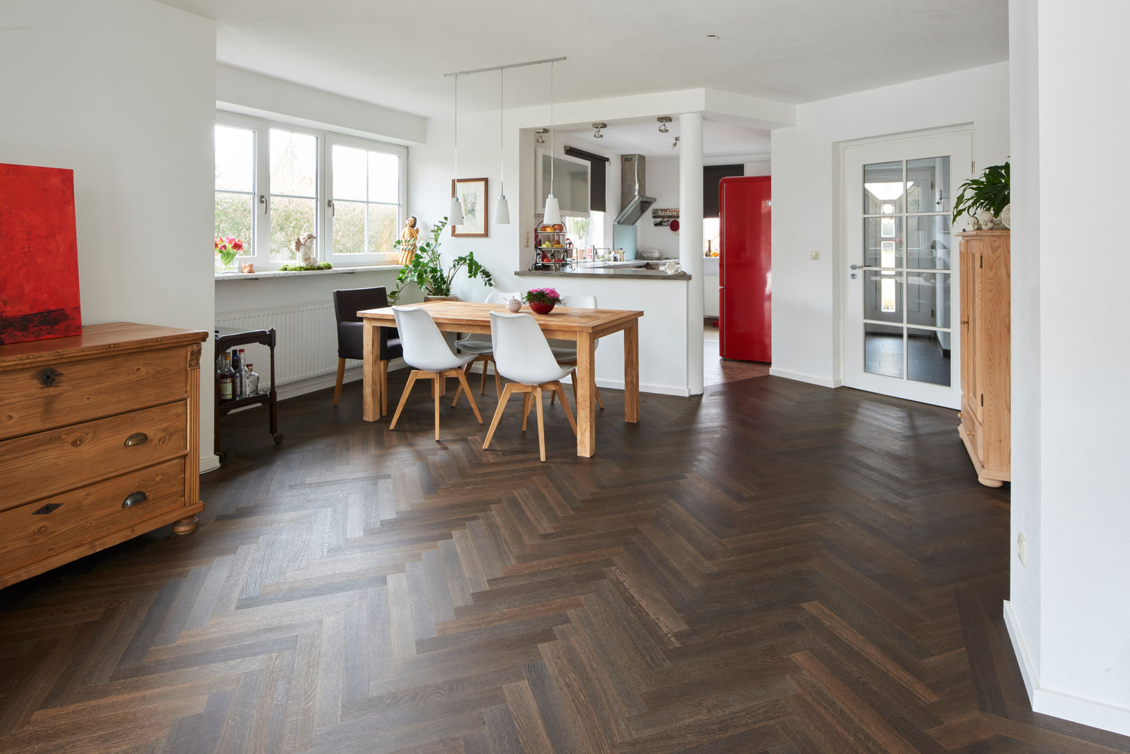 2-Schicht Stabparkett in Räuchereiche, natur geölt Parkett Leuthe GmbH Classic style dining room Wood Wood effect