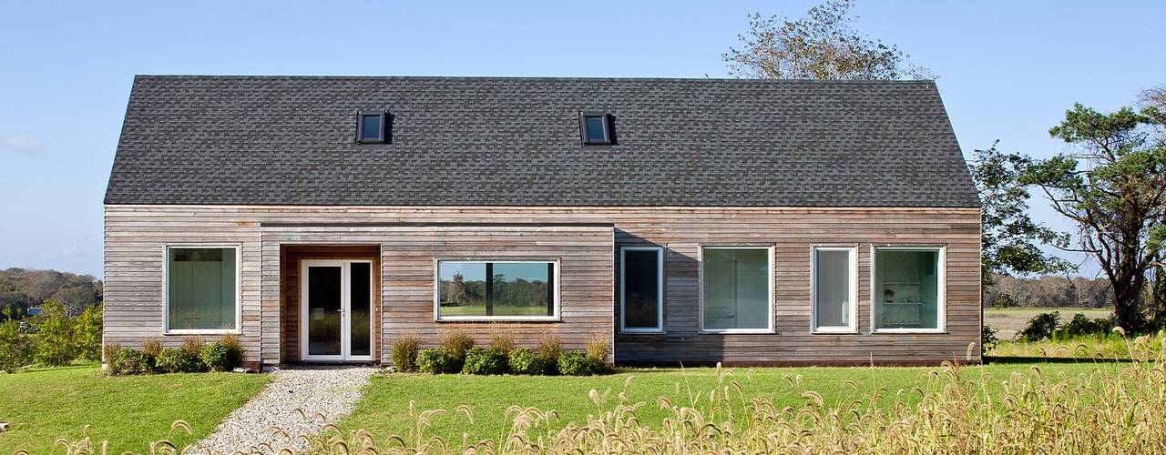 Passive House Retreat, south elevation ZeroEnergy Design Modern Houses Wood Wood effect Passive House